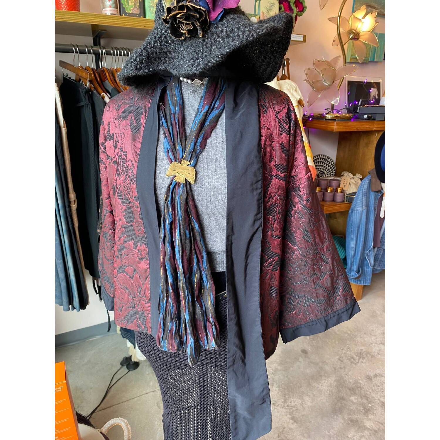 New Summum Women's Jacquard Blouse Jacket In Merlot